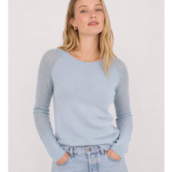J. Crew Sweaters - J. Crew Merino Wool Mesh Sleeve Sweater Dusty Sky Blue B9210 Size S